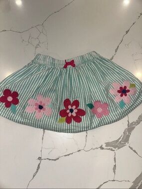 Gymboree Striped Skirt with Pink Floral Appliqués